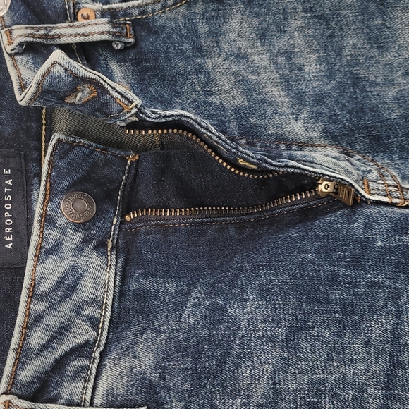 Aeropostale Skinny Jeans Distressed Acid Wash Casual Blue Size 34x32 - Picture 6 of 12